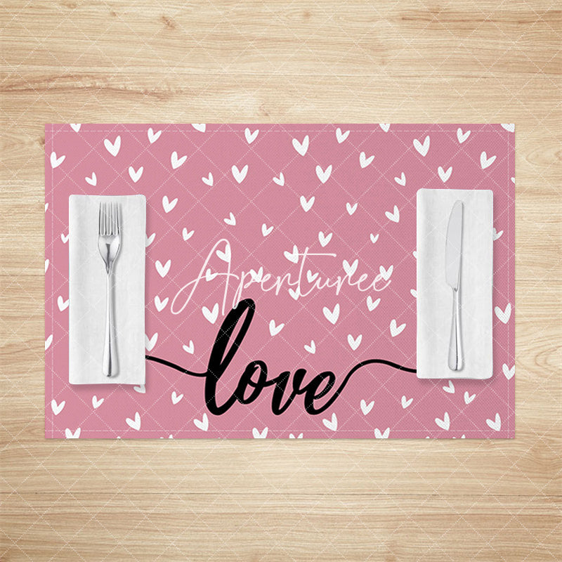 Aperturee - Aperturee Red White Valentines Hearts Pink Set Of 4 Placemats