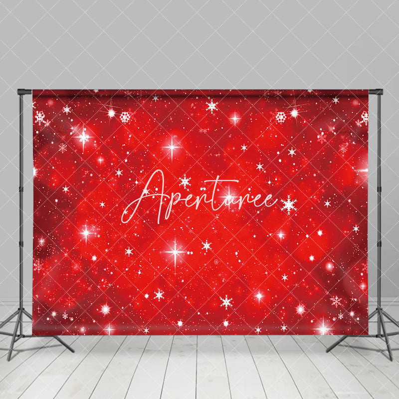 Aperturee - Aperturee Red White Winter Snowflake Sparke Christmas Backdrop