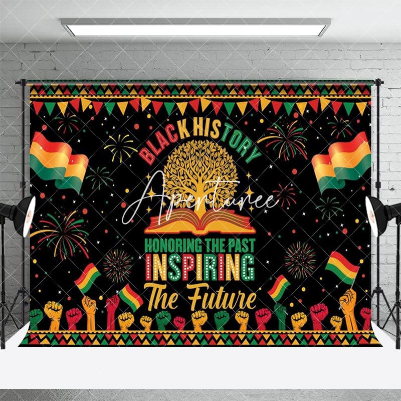 Aperturee - Aperturee Red Yellow Green Flag Black History Month Backdrop