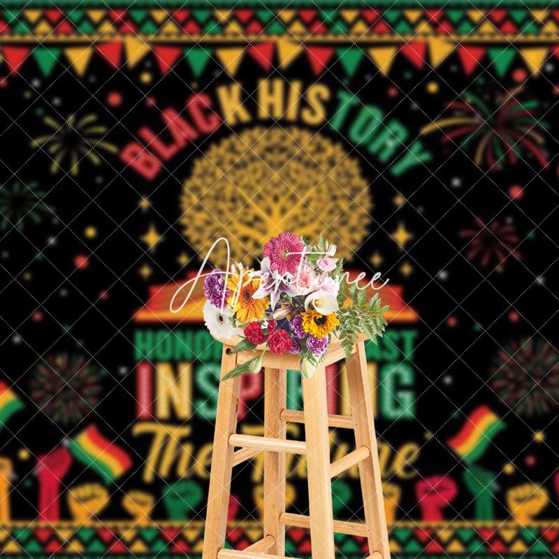 Aperturee - Aperturee Red Yellow Green Flag Black History Month Backdrop