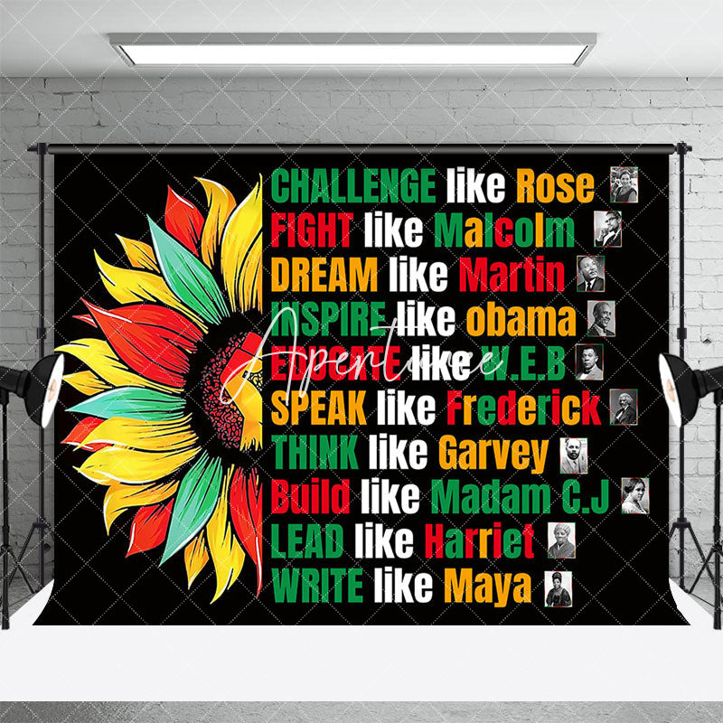 Aperturee - Aperturee Red Yellow Green Floral Black History Month Backdrop