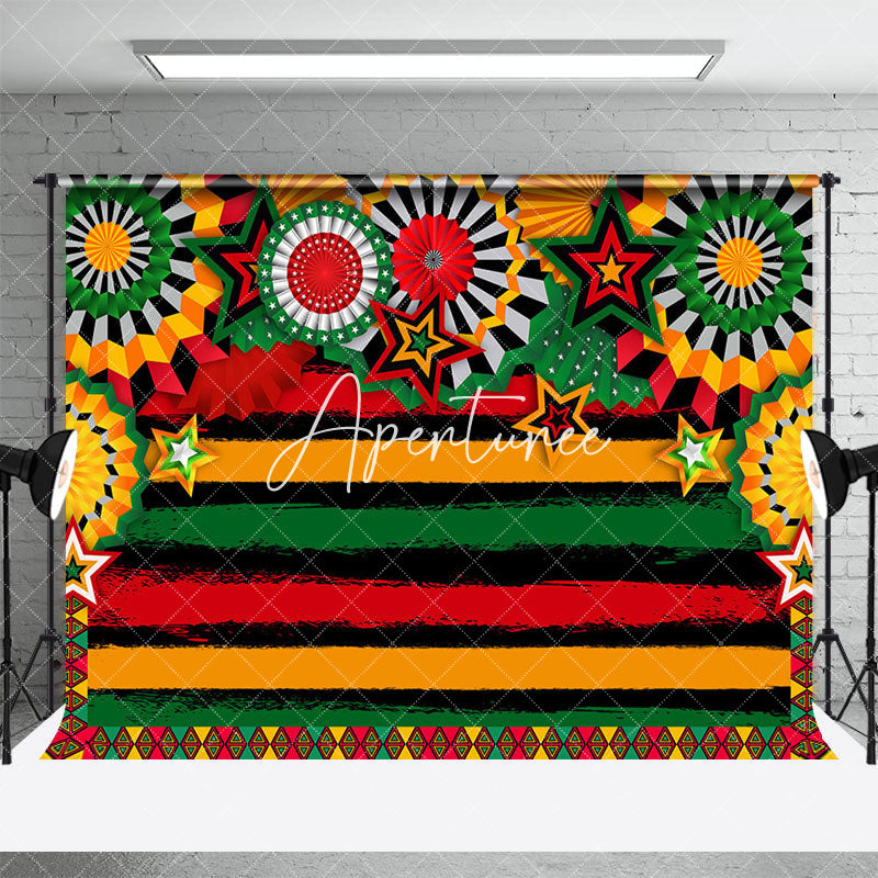 Aperturee - Aperturee Red Yellow Green Stars Black History Month Backdrop