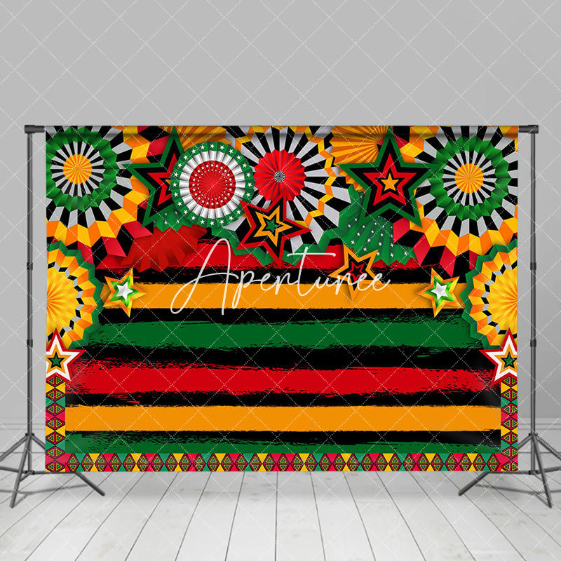 Aperturee - Aperturee Red Yellow Green Stars Black History Month Backdrop