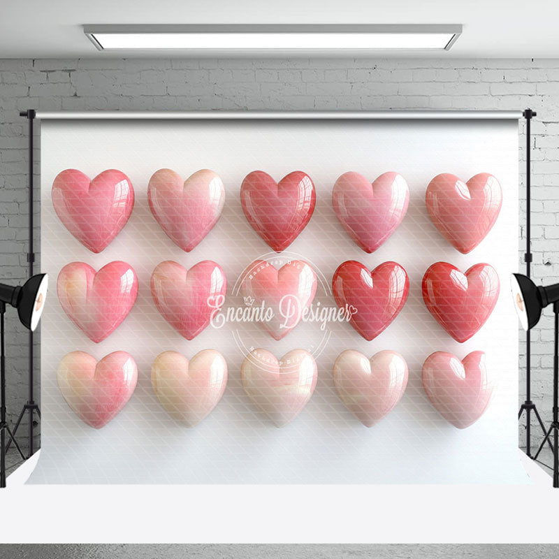 Aperturee - Aperturee Reflective Gradient Pink Valentines Hearts Backdrop