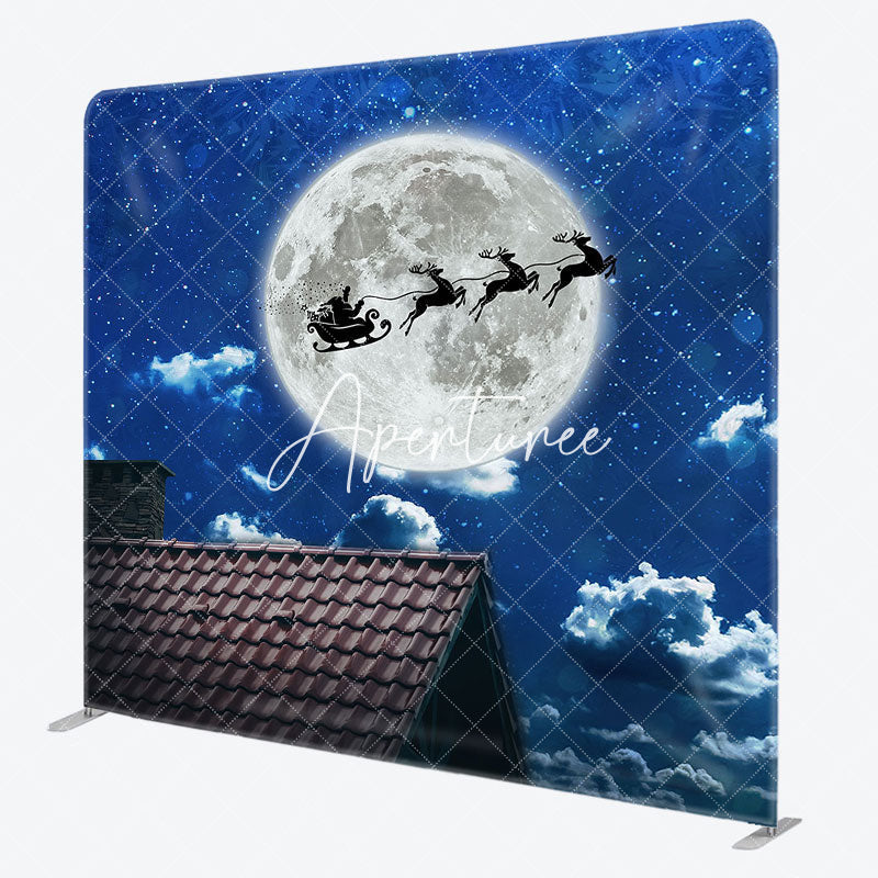 Aperturee - Aperturee Reindeer Sleigh Santa Moon Roof Pillow Case Backdrop