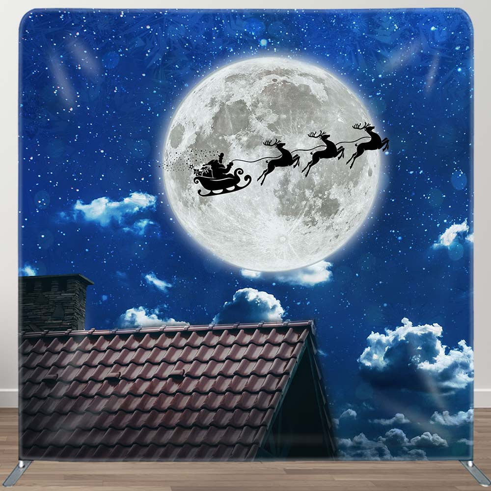 Aperturee - Aperturee Reindeer Sleigh Santa Moon Roof Pillow Case Backdrop