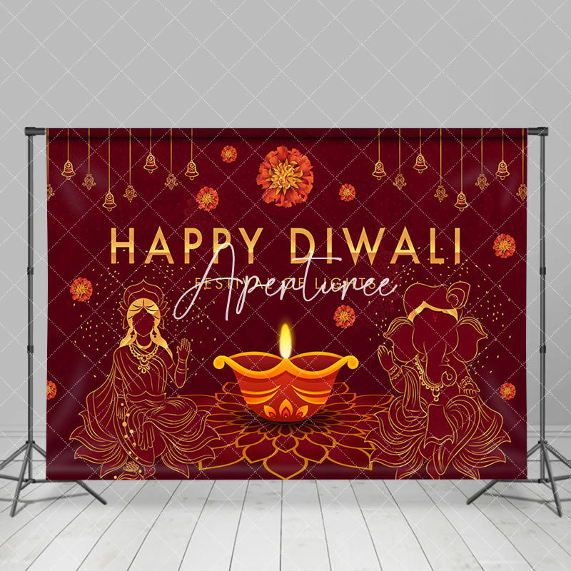 Aperturee - Aperturee Religious Festive Red Light Happy Diwali Backdrop