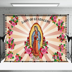 Aperturee - Aperturee Religious Floral Lady Of Guadalupe Worship Backdrop