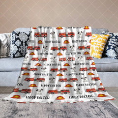 Aperturee - Aperturee Repeated Cute Dalmatian Red Fire Truck Baby Blanket