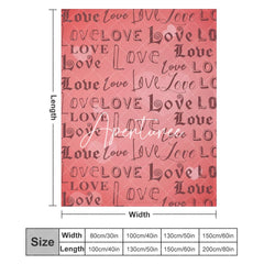 Aperturee - Aperturee Repeated Love Pink Heart Valentines Day Text Blanket