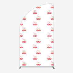 Aperturee - Aperturee Repeated Red Cherry Bow Tie Birthday Half Moon Arch Backdrop