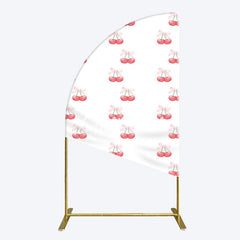 Aperturee - Aperturee Repeated Red Cherry Bow Tie Birthday Half Moon Arch Backdrop