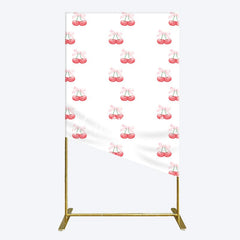 Aperturee - Aperturee Repeated Red Cherry Bow Tie Birthday Rectangle Backdrop