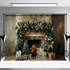 Aperturee - Aperturee Retro Abstract Wall Fireplace Gift Christmas Backdrop