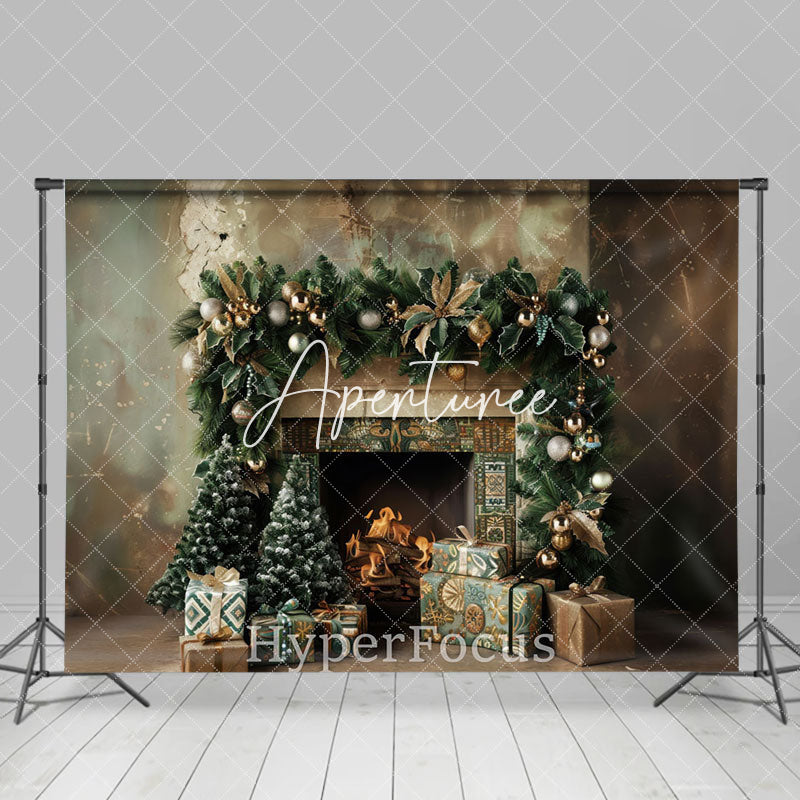 Aperturee - Aperturee Retro Abstract Wall Fireplace Gift Christmas Backdrop