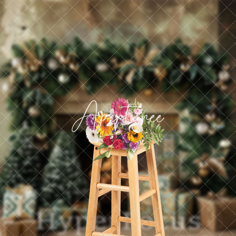 Aperturee - Aperturee Retro Abstract Wall Fireplace Gift Christmas Backdrop