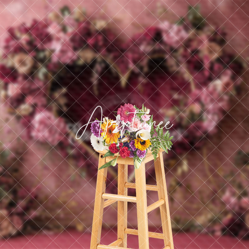 Aperturee - Aperturee Retro Artistic Pink Floral Love Romantic Backdrop