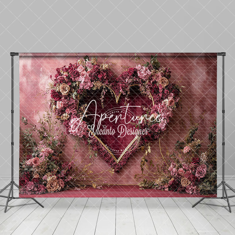 Aperturee - Aperturee Retro Artistic Pink Floral Love Romantic Backdrop