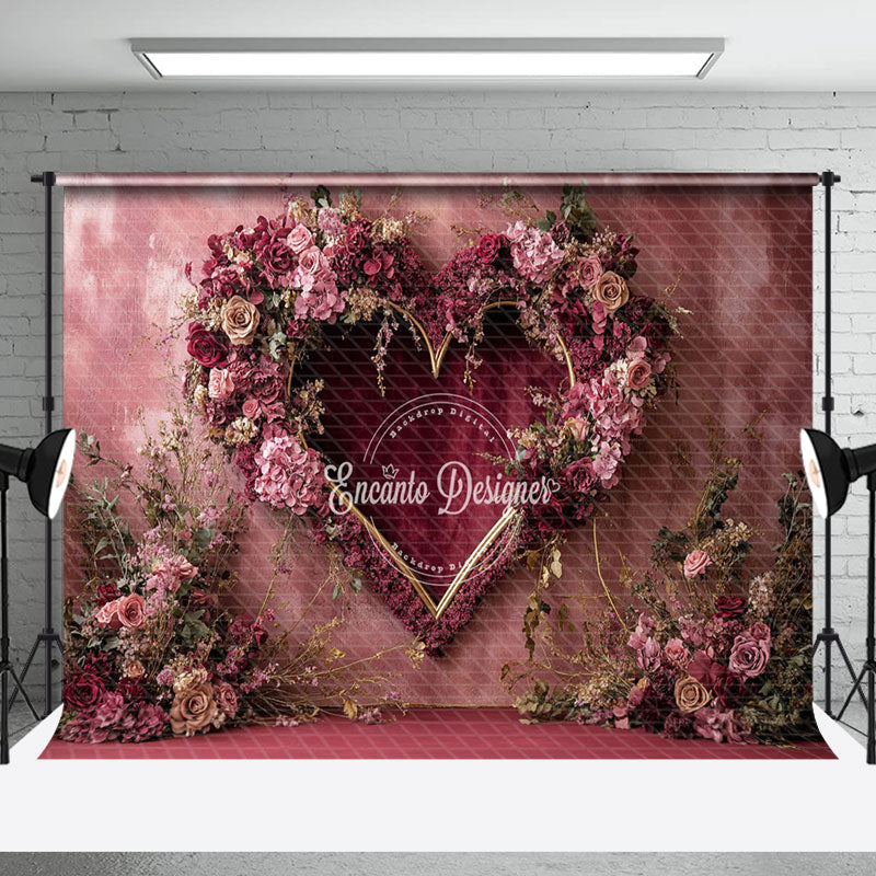 Aperturee - Aperturee Retro Artistic Pink Floral Love Romantic Backdrop