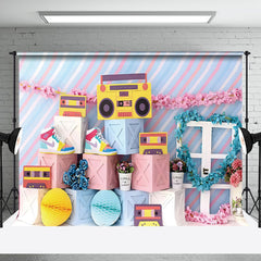 Aperturee - Aperturee Retro Back To 90S Baby Cake Smash Photography Backdrop