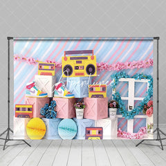 Aperturee - Aperturee Retro Back To 90S Baby Cake Smash Photography Backdrop