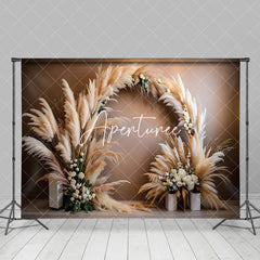 Aperturee - Aperturee Retro Beige Plume Boho Backdrop For Photography