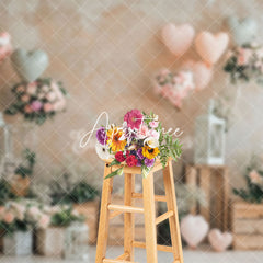 Aperturee - Aperturee Retro Beige Wall Balloons Plant Floral Backdrop