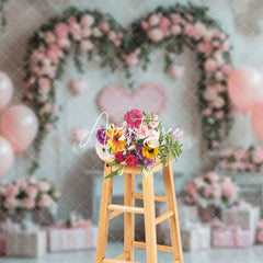 Aperturee - Aperturee Retro Beige Wall Balloons Romantic Floral Backdrop