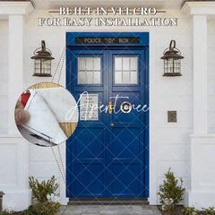 Aperturee - Aperturee Retro Blue Police Public Call Box Party Door Cover