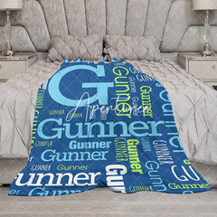 Aperturee - Aperturee Retro Blue Repeated Fonts Custom Family Name Blanket