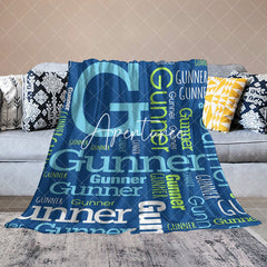 Aperturee - Aperturee Retro Blue Repeated Fonts Custom Family Name Blanket