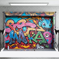 Aperturee - Aperturee Retro Colorful Monster Graffiti Wall Photo Backdrop