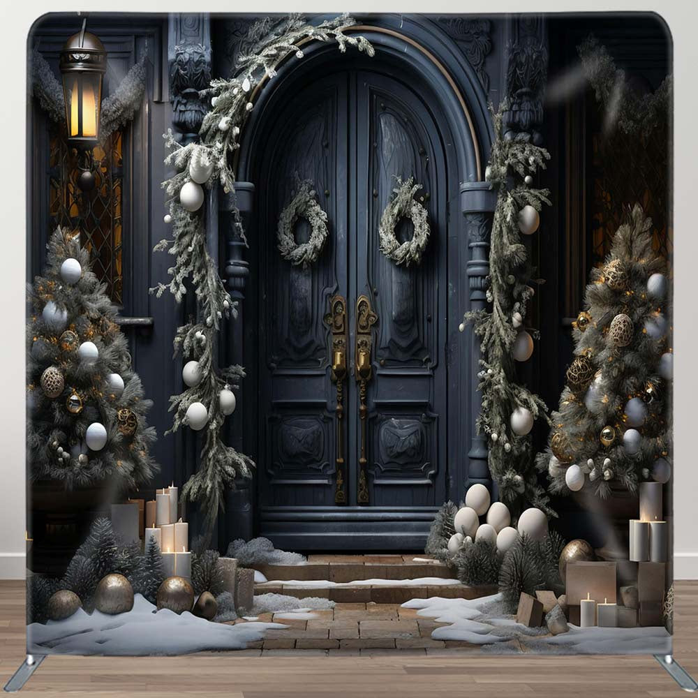 Aperturee - Aperturee Retro Door Gifts Christmas Tension Fabric Backdrop