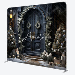 Aperturee - Aperturee Retro Door Gifts Christmas Tension Fabric Backdrop