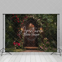 Aperturee - Aperturee Retro Door Green Natural Plant Floral Spring Backdrop