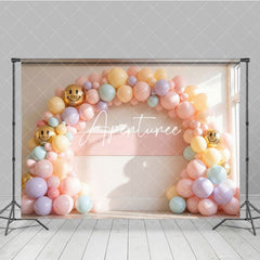 Aperturee - Aperturee Retro Emoji Balloons Garland Birthday Photo Backdrop