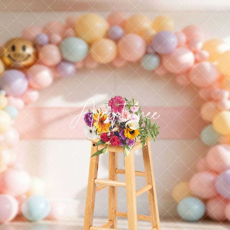 Aperturee - Aperturee Retro Emoji Balloons Garland Birthday Photo Backdrop