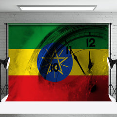 Aperturee - Aperturee Retro Ethiopia Flag Clock Happy New Year Backdrop