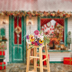 Aperturee - Aperturee Retro Festive Christmas Vibe Santa Workshop Backdrop