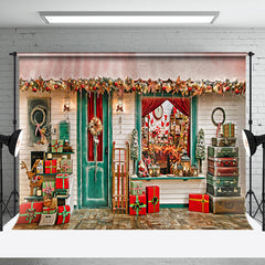 Aperturee - Aperturee Retro Festive Christmas Vibe Santa Workshop Backdrop