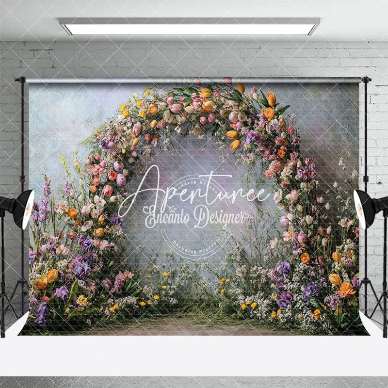 Aperturee - Aperturee Retro Floral Garland Spring Photography Backdrop