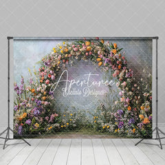 Aperturee - Aperturee Retro Floral Garland Spring Photography Backdrop