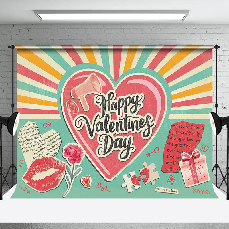 Aperturee - Aperturee Retro Green Clip Art Romantic Valentines Day Backdrop