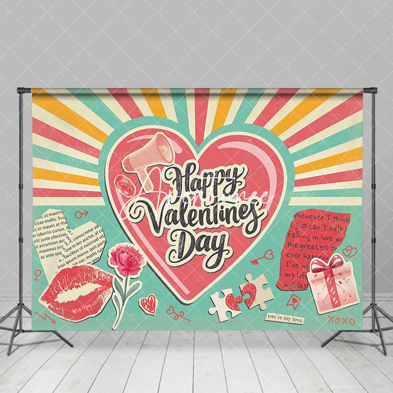 Aperturee - Aperturee Retro Green Clip Art Romantic Valentines Day Backdrop