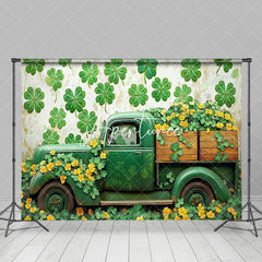 Aperturee - Aperturee Retro Green Clover Truck St Patricks Day Backdrop