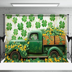 Aperturee - Aperturee Retro Green Clover Truck St Patricks Day Backdrop