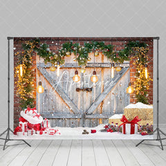 Aperturee - Aperturee Retro Grey Door Light Glitter Christmas Backdrop