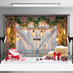 Aperturee - Aperturee Retro Grey Door Light Glitter Christmas Backdrop