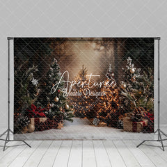 Aperturee - Aperturee Retro Interior Pine Tree Baubles Christmas Backdrop