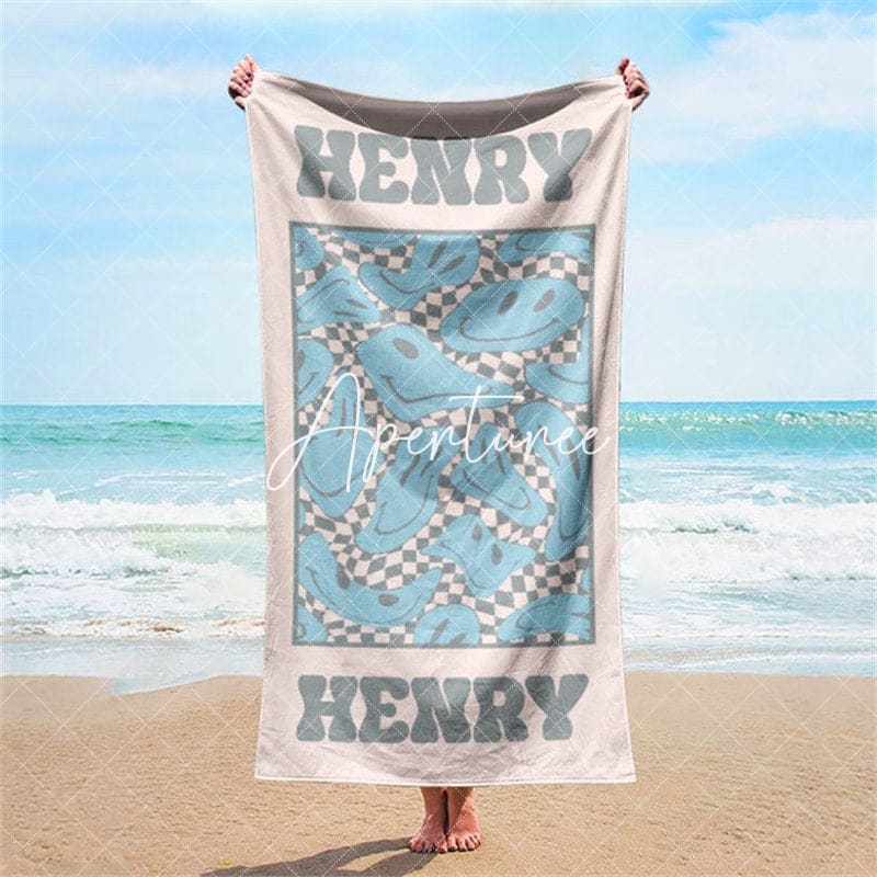 Aperturee - Aperturee Retro Multi Style Personalized Beach Towel Gift